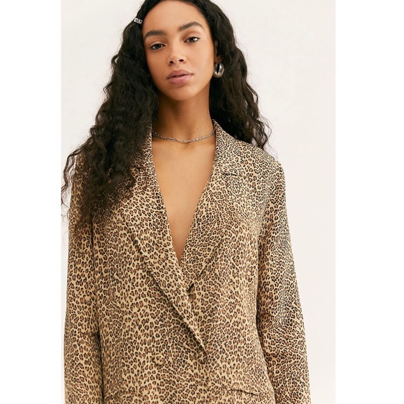 Free People Double Breasted Animal Print Jacket - Picture 3 of 4